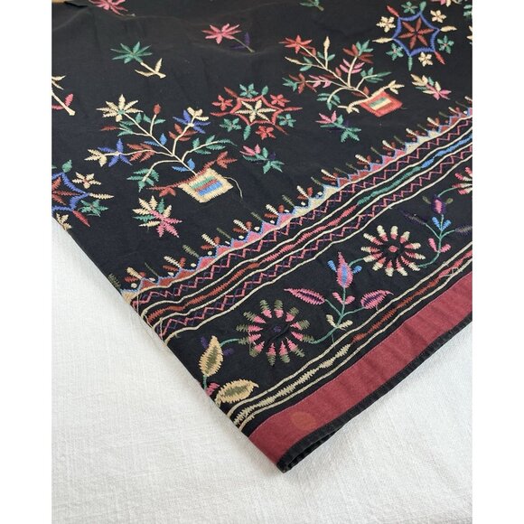 Vtg Embroidered Boho Maxi‎ Skirt Black Sz Small Tie Waist Liz Wear - Picture 6 of 14